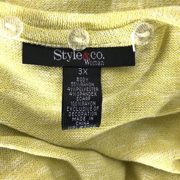 STYLE & CO. Sz 3x Shirt Green Plus Size Blouse - Picture 6 of 8